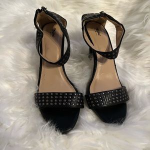 Black studded ankle strap sandal size 7.5